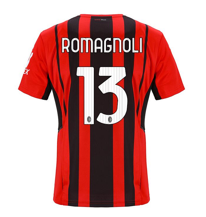 2021/22 AC Milan Home Kit Soccer Jersey with ROMAGNOLI 13 printing